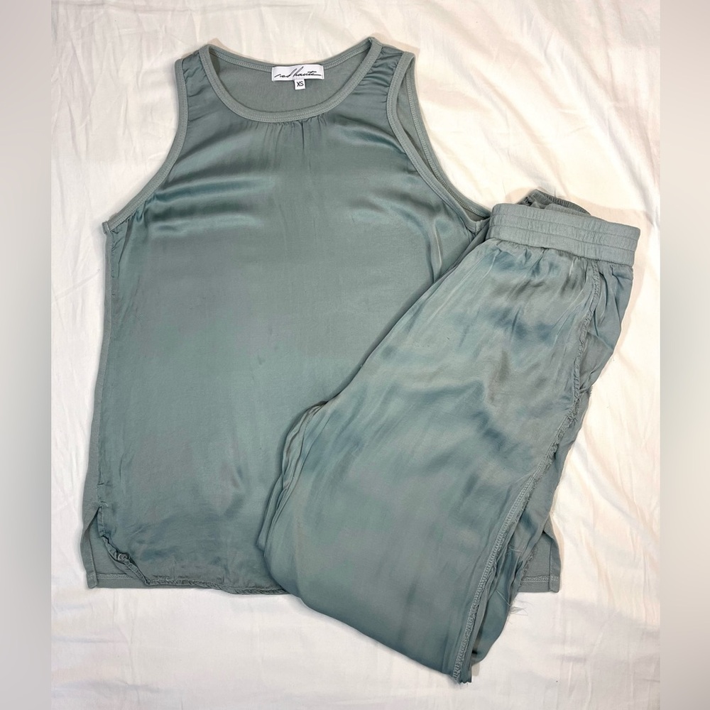 Red Haute Gray Satiny Tank Top and Joggers Matching Set Loungewear Women’s XS